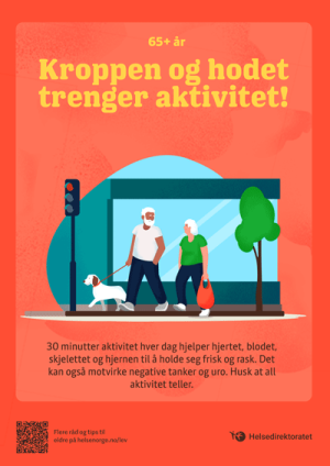 Plakat om aktivitet for voksne 65+ år