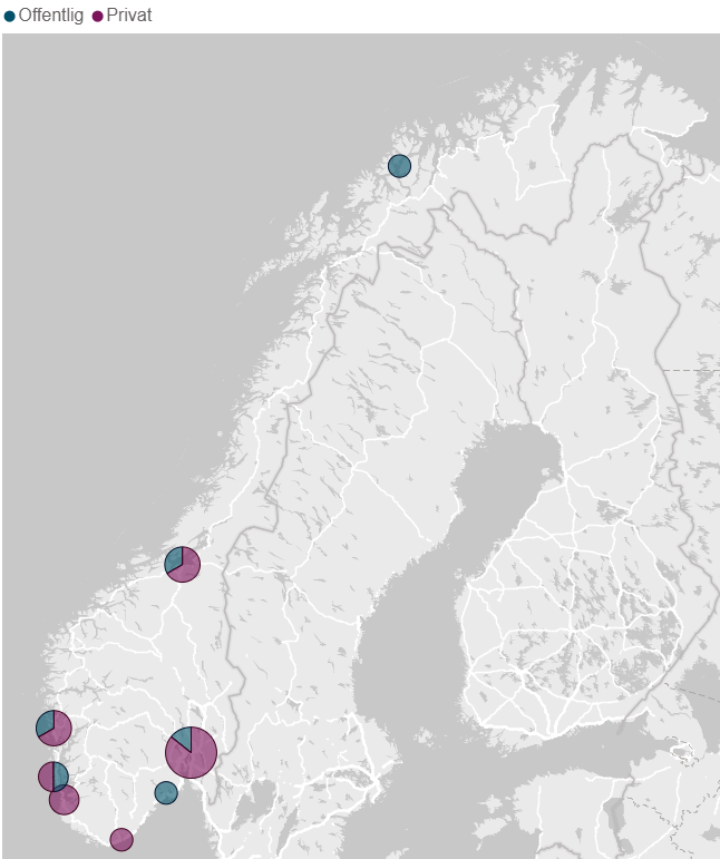 Kartet viser kor klinikkane er lokalisert.