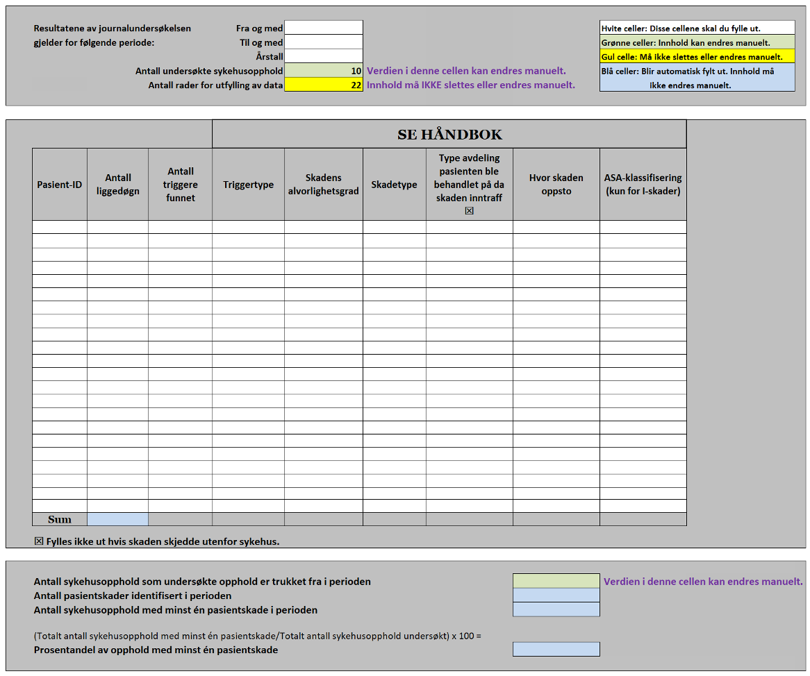 Skjemdump av et elektronisk samleark.