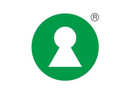 Nøkkelhullets logo som forestiller et hvitt nøkkelhull i en grønn sirkel.